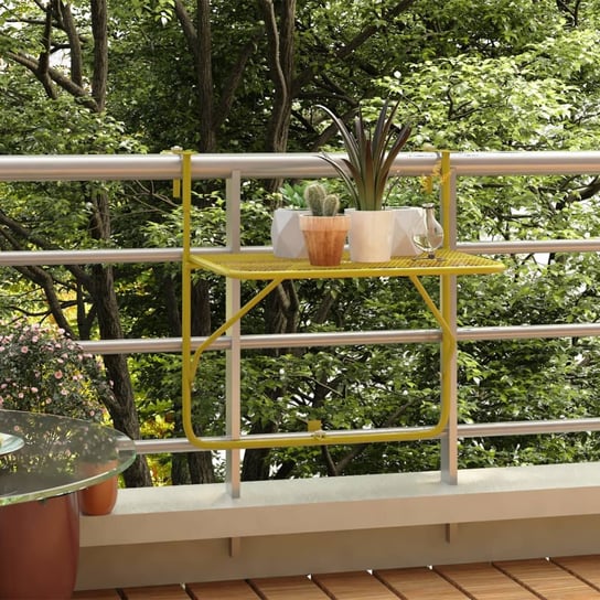 vidaXL Stolik balkonowy, złoty, 60x40 cm, stalowy vidaXL