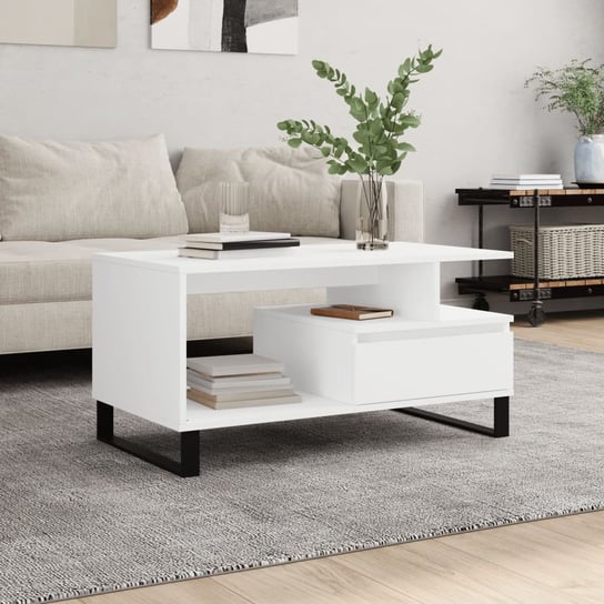 Vidaxl Stolik Kawowy, Biały 90X49X45 cm, Materiał Drewnopochodny vidaXL