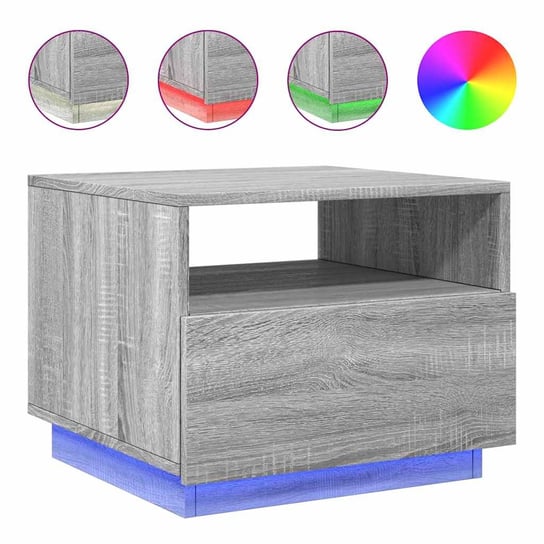 vidaXL Stolik kawowy z LED, szary dąb sonoma, 50x49x40 cm vidaXL
