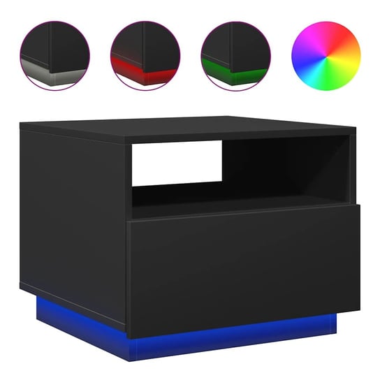 vidaXL Stolik kawowy z oświetleniem LED, czarny, 50x49x40 cm vidaXL