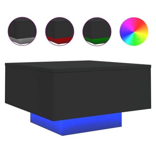 vidaXL Stolik kawowy z podświetleniem LED, czarny, 55x55x31 cm vidaXL