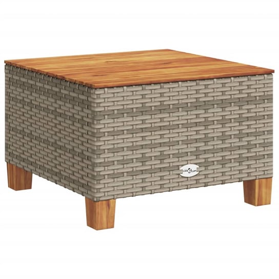 vidaXL Stolik ogrodowy, szary, 55x55x36 cm rattan PE i drewno akacjowe vidaXL