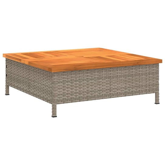 vidaXL Stolik ogrodowy, szary, 70x70x25 cm, rattan i drewno akacjowe vidaXL