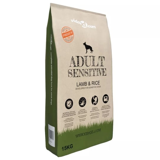 vidaXL Sucha karma dla psów, Adult Sensitive Lamb & Rice, 15 kg vidaXL