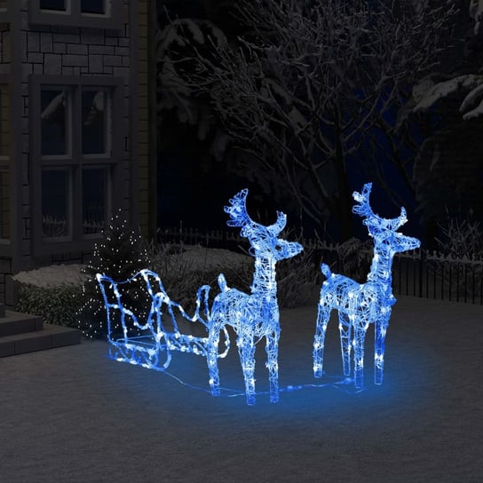 vidaXL Świąteczna dekoracja renifery z saniami, 160 diod LED, 130 cm vidaXL