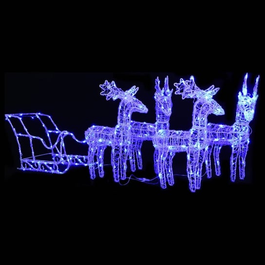 vidaXL Świąteczna dekoracja: renifery z saniami, 280x28x55 cm, akryl vidaXL