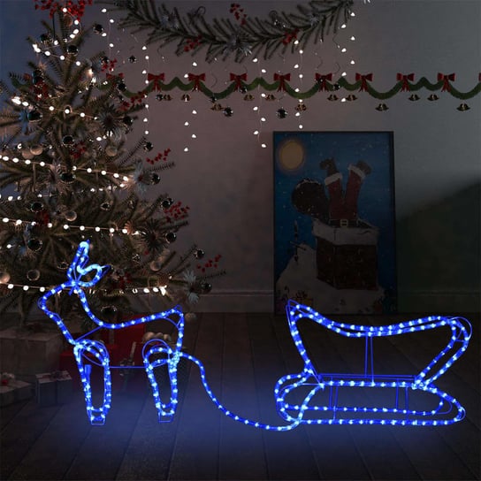 vidaXL Świąteczna dekoracja zewnętrzna: renifer i sanie, 252 diody LED vidaXL