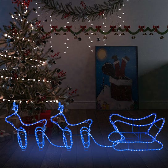 vidaXL Świąteczna dekoracja zewnętrzna: renifery i sanie, 576 diod LED vidaXL