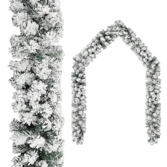 vidaXL, Świąteczna girlanda pokryta śniegiem, zielona, 10 m, PVC vidaXL