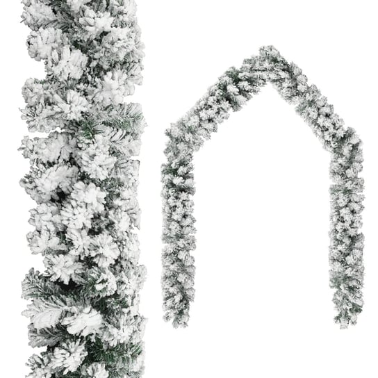 vidaXL, Świąteczna girlanda pokryta śniegiem, zielona, 20 m, PVC vidaXL