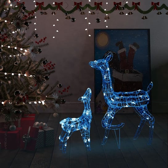 vidaXL Świąteczne renifery, akrylowe, 160 niebieskich diod LED vidaXL