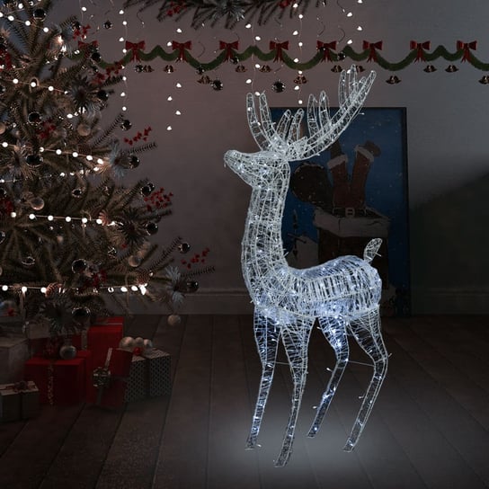vidaXL Świąteczny renifer, akryl, 250 zimnych białych LED, 180 cm vidaXL
