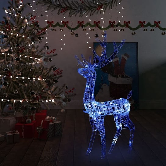vidaXL Świąteczny renifer, akrylowy, 140 niebieskich diod LED, 120 cm vidaXL