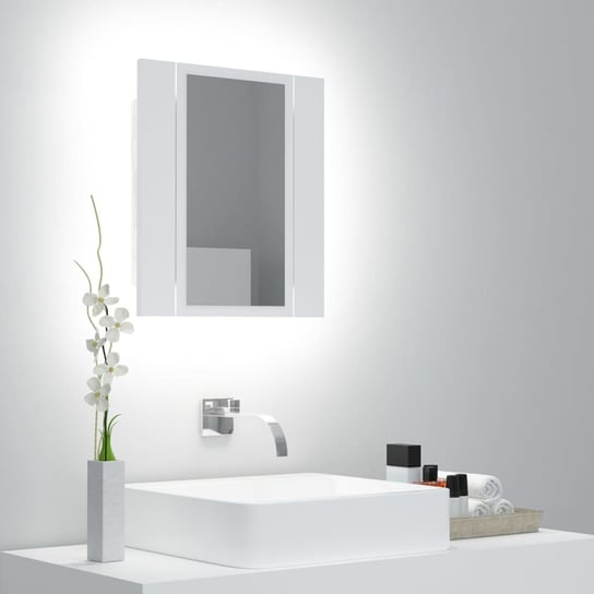 vidaXL Szafka łazienkowa z lustrem i LED, biała, 40x12x45 cm, akryl vidaXL