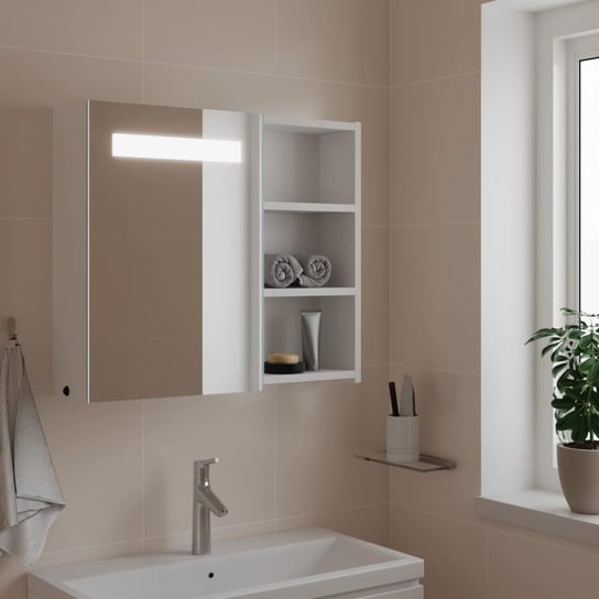 vidaXL Szafka łazienkowa z lustrem i LED, biała, 60x13x52 cm vidaXL