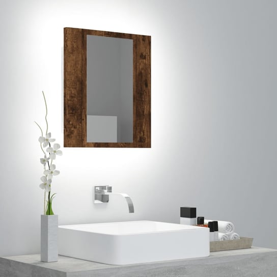 vidaXL Szafka łazienkowa z lustrem i LED, przydymiony dąb, 40x12x45 cm vidaXL