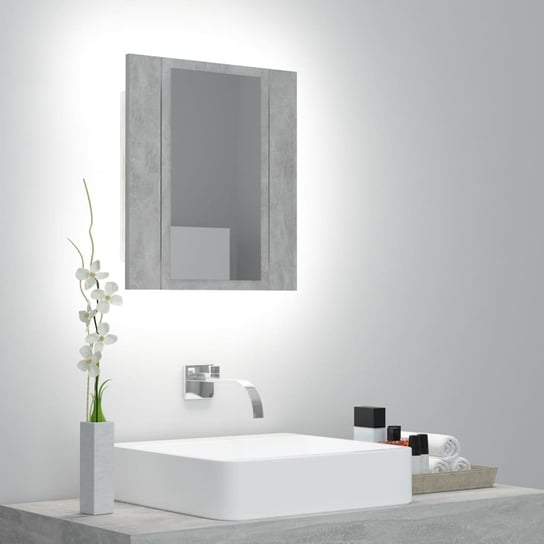 vidaXL Szafka łazienkowa z lustrem i LED, szarość betonu, akryl vidaXL