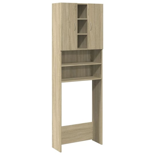 Armadio Per Bagno Sopra Il WC - Legno, 64x25.5x190 Cm, Con 2 Ante E 2 Scomparti Aperti, Bianco - Foto 11