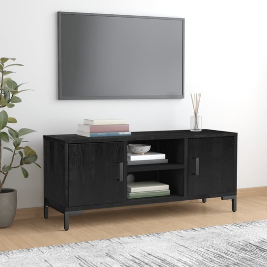 vidaXL Szafka pod telewizor, czarna, 110x35x48 cm, drewno z odzysku vidaXL