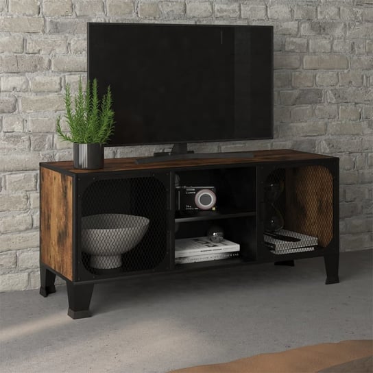 vidaXL Szafka pod telewizor, rustykalny brąz, 105x36x47cm, metal i MDF vidaXL