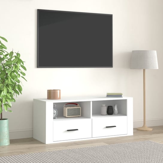 vidaXL Szafka pod TV, biała, 100x35x40 cm, materiał drewnopochodny vidaXL