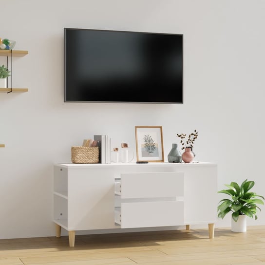 vidaXL Szafka pod TV, biała, 102x44,5x50 cm, materiał drewnopochodny vidaXL