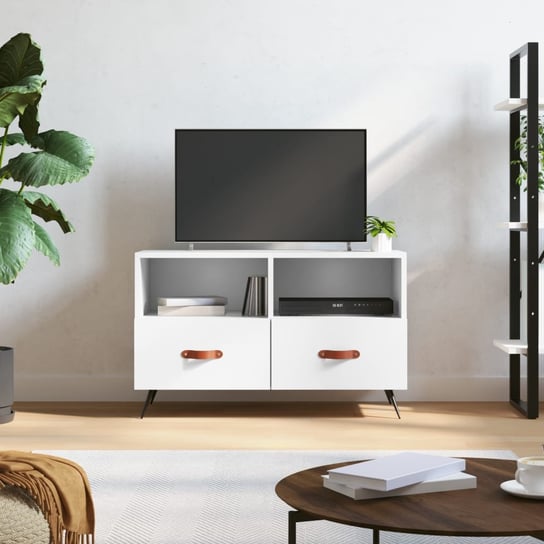 vidaXL Szafka pod TV, biała, 80x36x50 cm, materiał drewnopochodny vidaXL