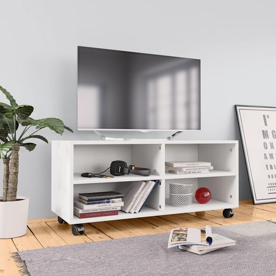 vidaXL Szafka pod TV, biała, 90x35x35 cm, materiał drewnopochodny vidaXL