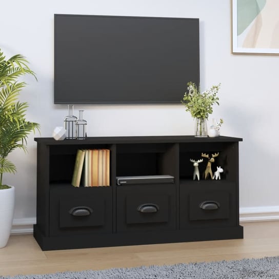 vidaXL Szafka pod TV, czarna, 100x35x50 cm, materiał drewnopochodny vidaXL