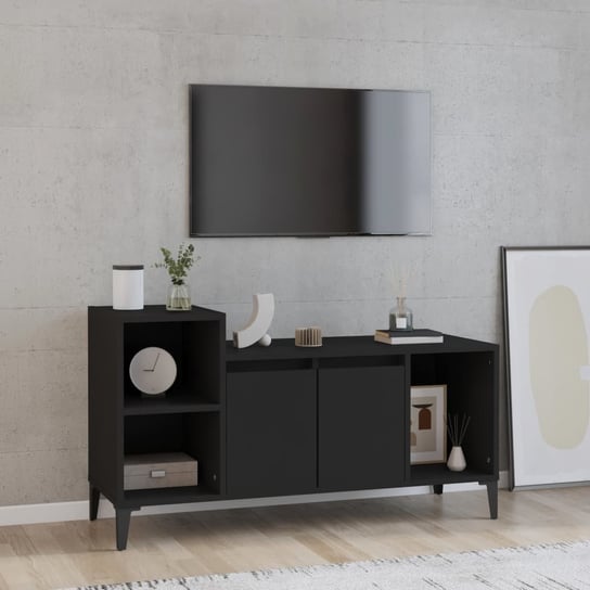vidaXL Szafka pod TV, czarna, 100x35x55 cm, materiał drewnopochodny vidaXL