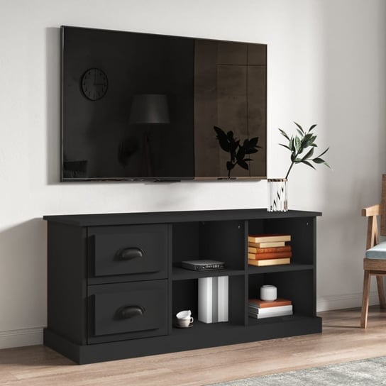 vidaXL Szafka pod TV, czarna, 102x35,5x47,5cm, materiał drewnopochodny vidaXL