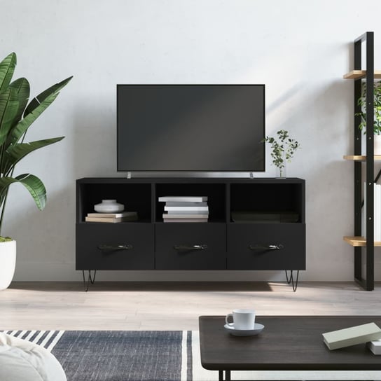 vidaXL Szafka pod TV, czarna, 102x36x50 cm, materiał drewnopochodny vidaXL