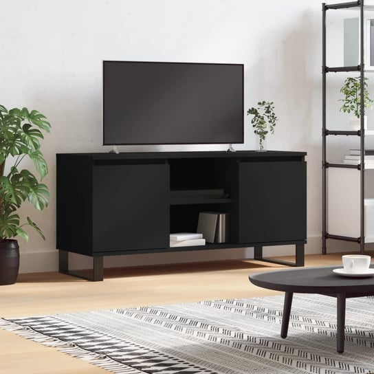 vidaXL Szafka pod TV, czarna, 104x35x50 cm, materiał drewnopochodny vidaXL