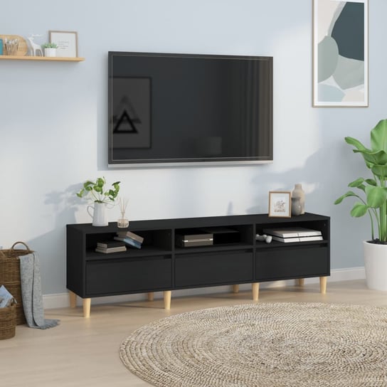 vidaXL Szafka pod TV, czarna, 150x30x44,5 cm, materiał drewnopochodny vidaXL