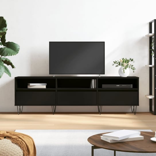 vidaXL Szafka pod TV, czarna, 150x30x44,5 cm, materiał drewnopochodny vidaXL