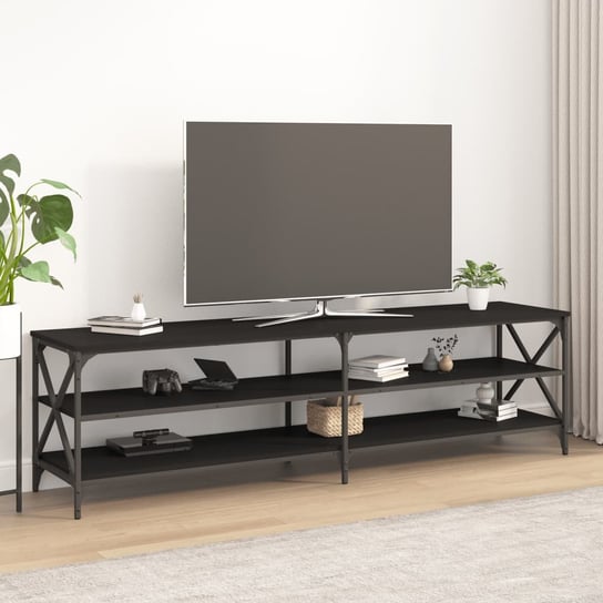 vidaXL Szafka pod TV, czarna, 180x40x50 cm, materiał drewnopochodny vidaXL