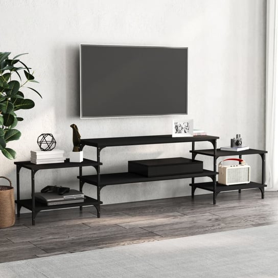 vidaXL Szafka pod TV, czarna, 197x35x52 cm, materiał drewnopochodny vidaXL