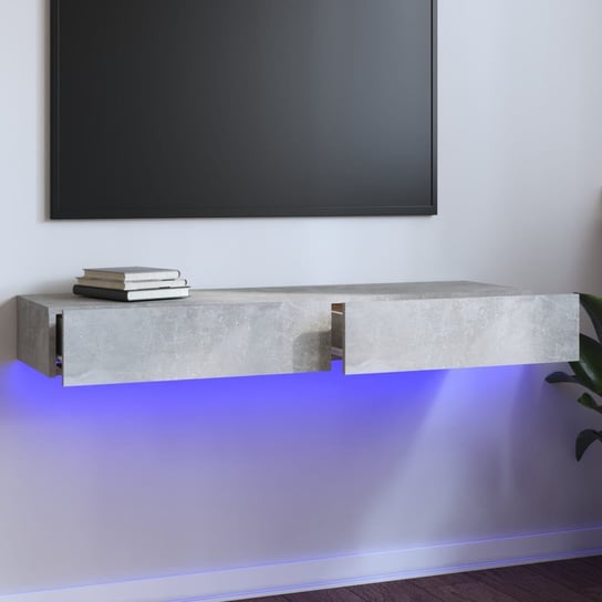 vidaXL Szafka pod TV, oświetlenie LED, szarość betonu, 120x35x15,5 cm vidaXL