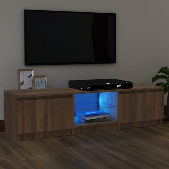 vidaXL Szafka pod TV, z LED, brązowy dąb, 140 x 40 x 35,5 cm vidaXL
