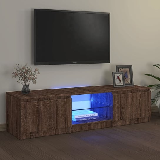 vidaXL Szafka pod TV, z LED, brązowy dąb, 140 x 40 x 35,5 cm vidaXL