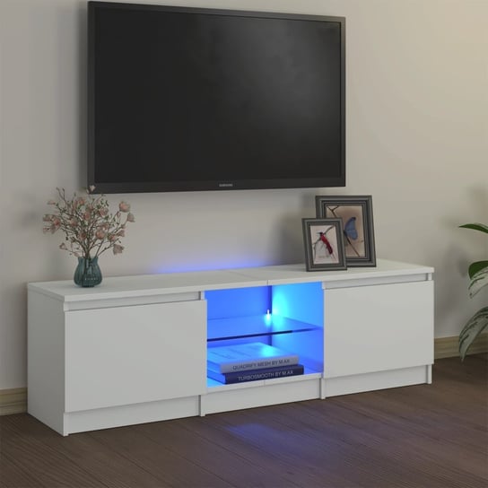 vidaXL Szafka pod TV z oświetleniem LED, biała, 120x30x35,5 cm vidaXL