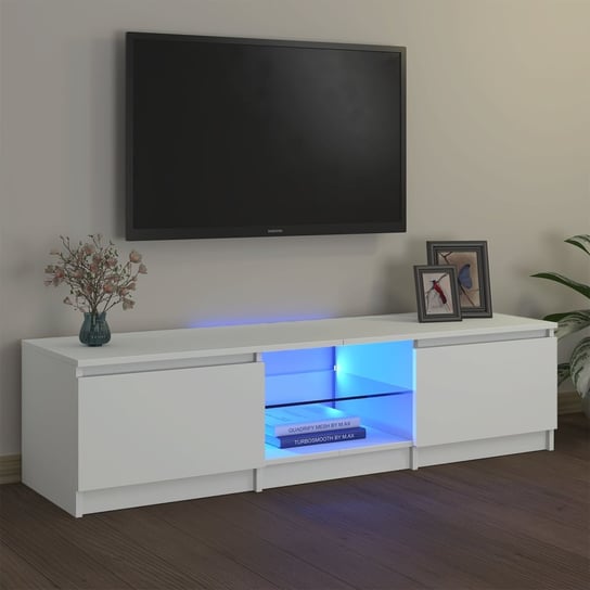 vidaXL Szafka pod TV z oświetleniem LED, biała, 140 x 40 x 35,5 cm vidaXL