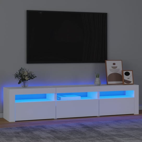 vidaXL Szafka pod TV z oświetleniem LED, biała, 180x35x40 cm vidaXL