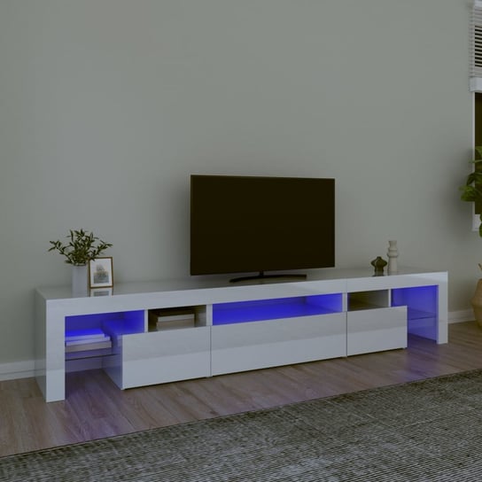 vidaXL Szafka pod TV z oświetleniem LED, biała, 215x36,5x40 cm vidaXL