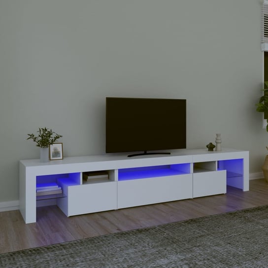 vidaXL Szafka pod TV z oświetleniem LED, biała, 215x36,5x40 cm vidaXL