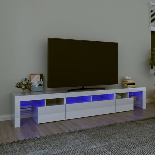 vidaXL Szafka pod TV z oświetleniem LED, biała, 230x36,5x40 cm vidaXL
