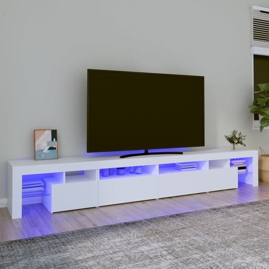 vidaXL Szafka pod TV z oświetleniem LED, biała, 260x36,5x40 cm vidaXL