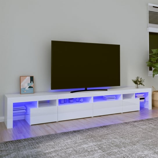 vidaXL Szafka pod TV z oświetleniem LED, biała, 260x36,5x40 cm vidaXL