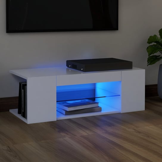 vidaXL Szafka pod TV z oświetleniem LED, biała, 90x39x30 cm vidaXL