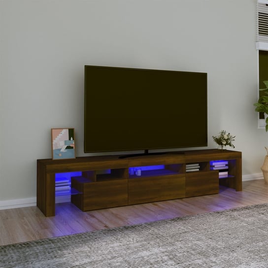 vidaXL Szafka pod TV z oświetleniem LED, brązowy dąb, 200x36,5x40 cm vidaXL